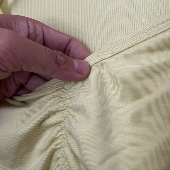 JONATHAN SIMKHAI yellow tencel lyocell rib knit ruched cutout maxi dress - Picture 5 of 8